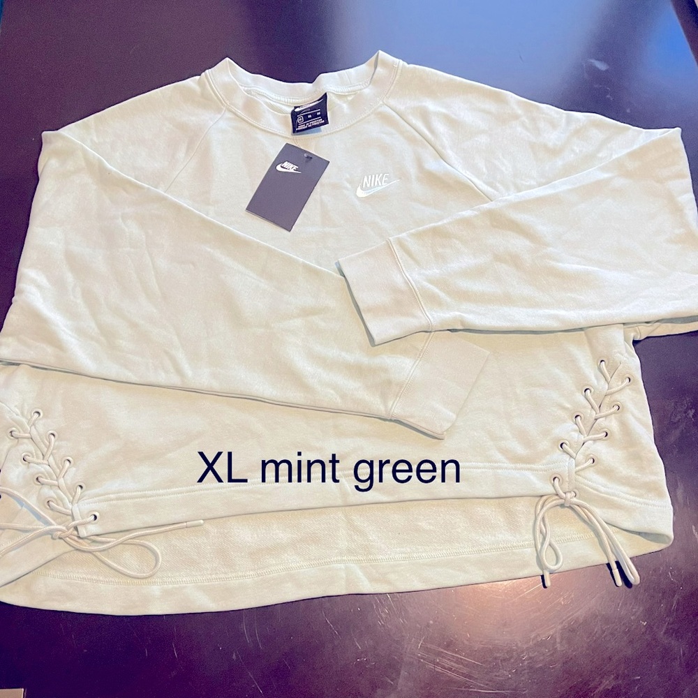 Mint green Nike crop top sweatshirt